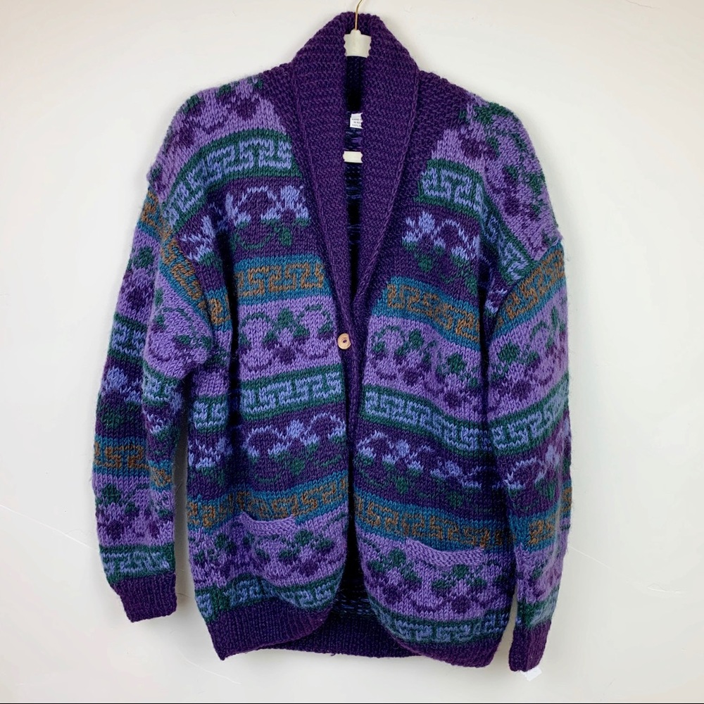 Chunky Wool Cardigan Handmade in Nepal